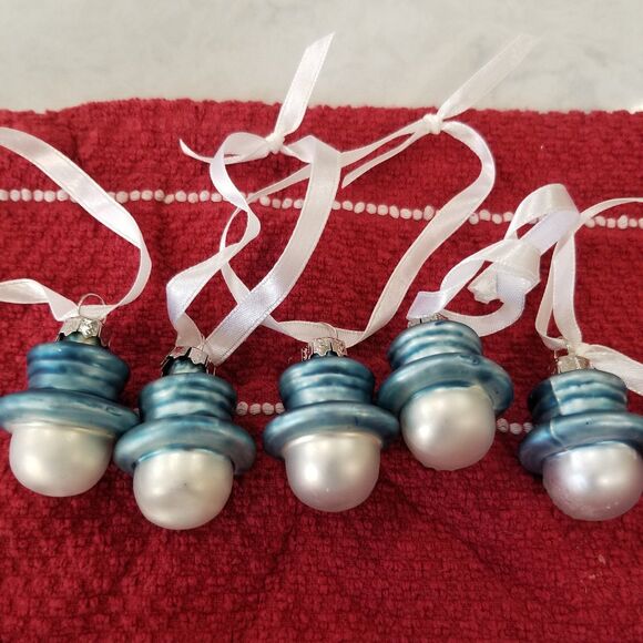 Small assorted snowman blown glass ornaments about 1" 14 count - Picture 3 of 11